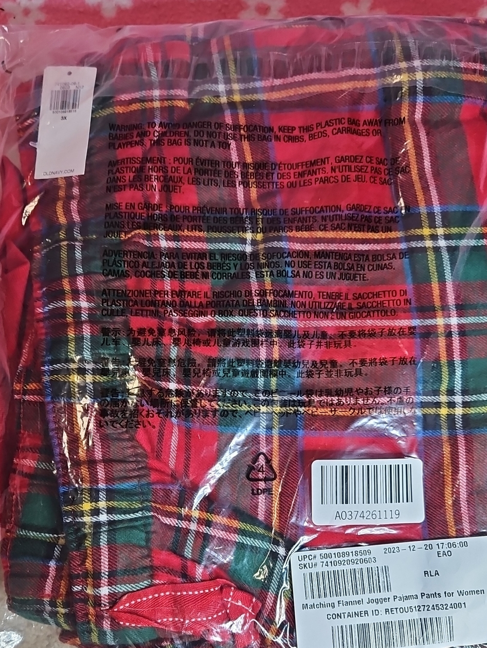 Old Navy Red Plaid Flannel Pajama Pants